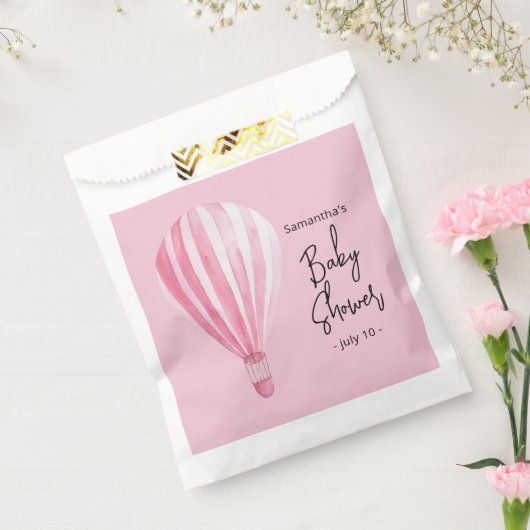 Rosa Heißluftballon Babydusche Geschenktütchen (Versiegelt)