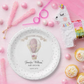 Rosa Heißluftballon Babydusche Papier Teller (Party)