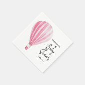 Rosa Heißluftballon Babydusche Serviette (Ecke)