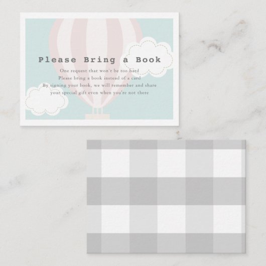 Rosa Heißluftballon Bitte buchen Begleitkarte (Vorne/Hinten)