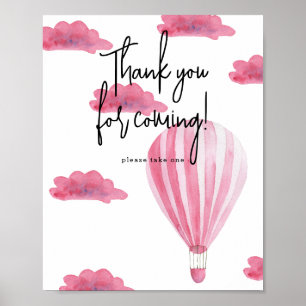Rosa Heißluftballon - Danke, dass du gekommen bist Poster