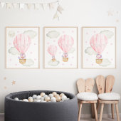 Rosa Heißluftballon, Einhorn, Sterne, Girl-Kinderz Bilderwand Sets