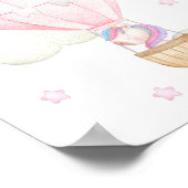 Rosa Heißluftballon, Einhorn, Sterne, Girl-Kinderz Poster (Ecke)