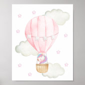 Rosa Heißluftballon, Einhorn, Sterne, Girl-Kinderz Poster (Vorne)