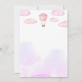 Rosa Heißluftballon Einladung, Mädchen Babydusche Einladung (Rückseite)