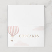 Rosa Heißluftballon Geburtstagsnahrung Platzkarte (Außenseite Aufgefaltet)