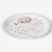 Rosa Heißluftballon Girl Baby Dusche Pappteller (Schrägansicht)