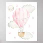 Rosa Heißluftballon, Tiere, Sonne, Kinderzimmer Poster (Vorne)