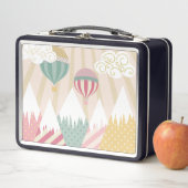 Rosa Heißluftballon und Bergwelt Metall Brotdose (Beispiel)