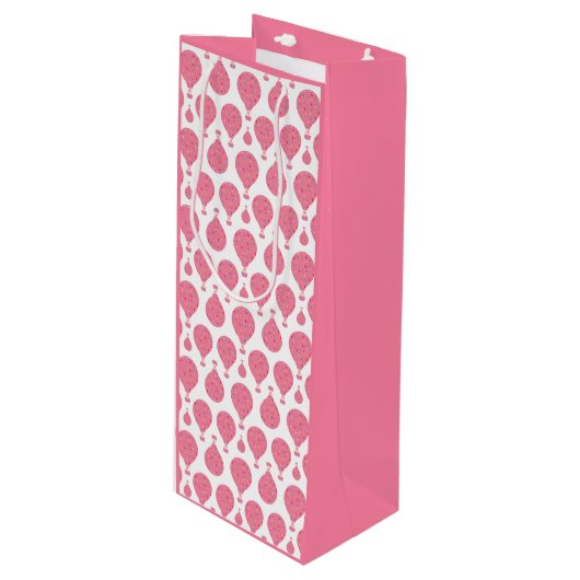 Rosa Heißluftballons Geschenktüte Für Weinflaschen (Vorderseite Schrägansicht)