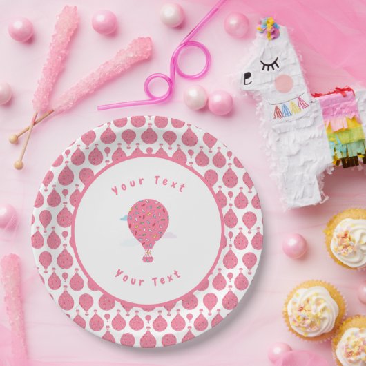 Rosa Heißluftballons Pappteller (Party)