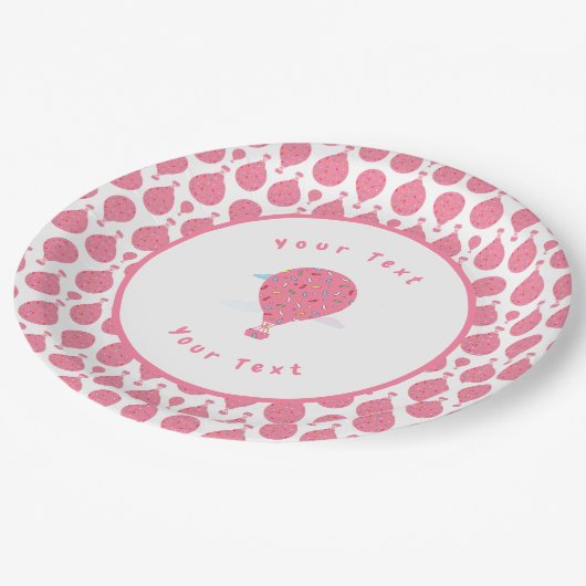 Rosa Heißluftballons Pappteller (Schrägansicht)