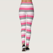 Rosa, heißrosa, weiße und karkochfreie Streifen Leggings (Rückseite)