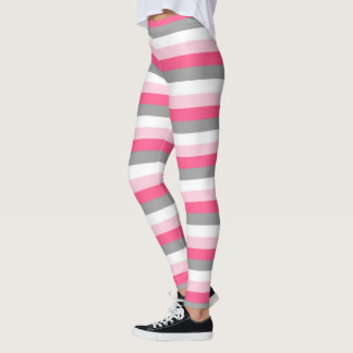 Rosa, heißrosa, weiße und karkochfreie Streifen  Leggings