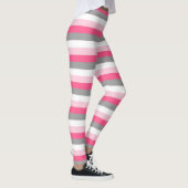 Rosa, heißrosa, weiße und karkochfreie Streifen Leggings (Rechts)