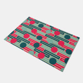 Rosa, hellblau, Aquamarine Rechtecke und Kreise Fußmatte (Schrägansicht)