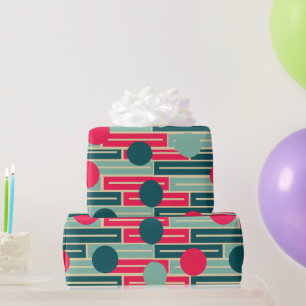 Rosa, hellblau, Aquamarine Rechtecke und Kreise Geschenkpapier