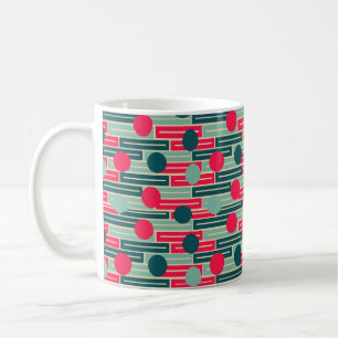 Rosa, hellblau, Aquamarine Rechtecke und Kreise Kaffeetasse
