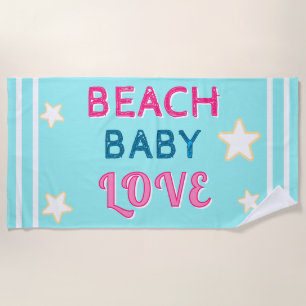 Rosa Hellblau Strand Baby Liebe Sterne Strandtuch