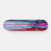 Rosa Hellblau und Rot abstrakt tropfende Kunst Skateboard (Horizontal)