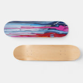 Rosa Hellblau und Rot abstrakt tropfende Kunst Skateboard (Horizontal)