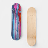 Rosa Hellblau und Rot abstrakt tropfende Kunst Skateboard (Vorderseite)