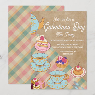 Rosa Hellblau Weibliche Galentine's Day Tea Party Einladung