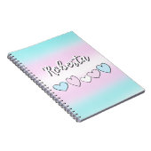 Rosa, hellblau, weiße Herzen und Hintergrund Notizblock (Rechte Seite)