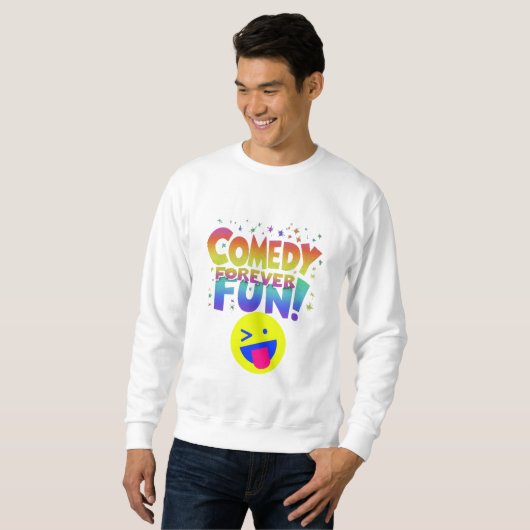 Rosa hellgelb.Comedy für immer Spaß Sweatshirt (Vorne ganz)