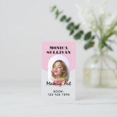 Rosa hellgraues minimalistisches Make-up Visitenkarte (Stehend Vorderseite)