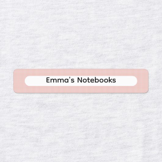 Rosa & Hellgrün kariert und gerut Namensetiketten Etiketten (Design 1)