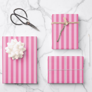 Rosa & Hellrosa Streifen Geschenkpapier Set