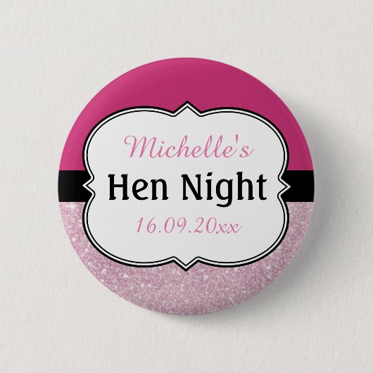 Rosa Hennen Nacht Personalized Button (Vorderseite)