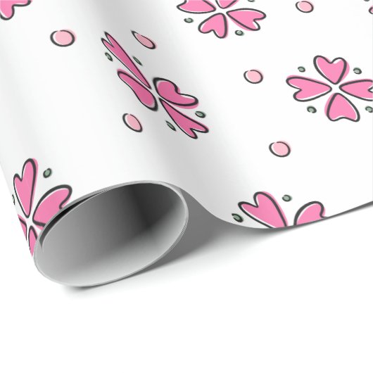 Rosa Herablumenblüten Geschenkpapier (Rolleneckpunkt)