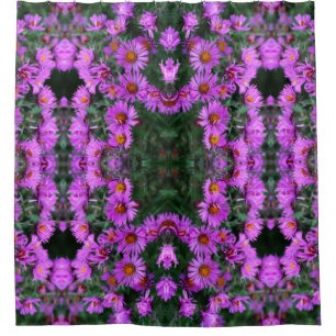 Rosa Herbst-Aster-Blume Abstraktes Kunstmuster Duschvorhang