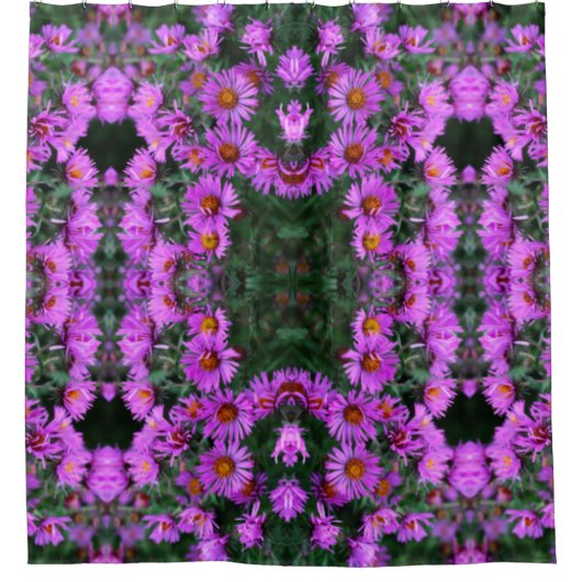 Rosa Herbst-Aster-Blume Abstraktes Kunstmuster Duschvorhang (Vorderseite)