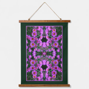 Rosa Herbst Aster Blume Orton Abstrakt Wandteppich Mit Holzrahmen