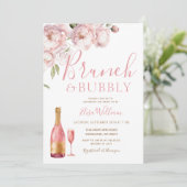 Rosa Herbstbrunch und Bubbly-Brautparty Einladung (Stehend Vorderseite)