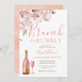 Rosa Herbstbrunch und Bubbly-Brautparty Einladung (Vorne/Hinten)