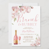 Rosa Herbstbrunch und Bubbly-Brautparty Einladung (Vorderseite)