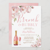 Rosa Herbstbrunch und Bubbly-Brautparty Einladung (Vorne/Hinten)