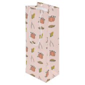 Rosa Herbstfestival Hübscher Erntedank Geschenktüte Für Weinflaschen (Rückseite Schrägansicht)