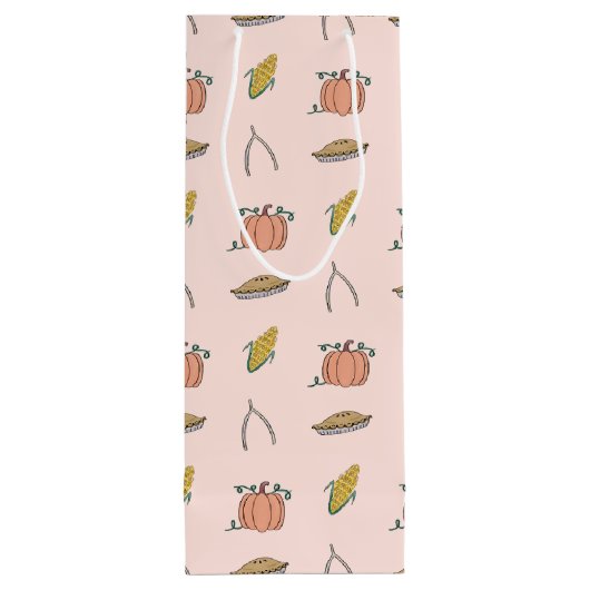 Rosa Herbstfestival Hübscher Erntedank Geschenktüte Für Weinflaschen (Rückseite)