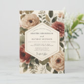Rosa Herbstromanze Hochzeit Einladung (Stehend Vorderseite)