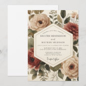 Rosa Herbstromanze Hochzeit Einladung (Vorne/Hinten)