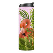 Rosa Heronen mit tropischen Blätter und Ananas Thermosbecher (Nach links gedreht)