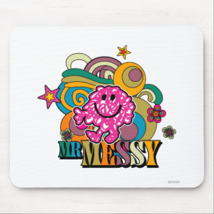 Rosa Herr Messy Farbige Schwünge und Sterne Mousepad