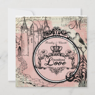 Rosa Herringbone - bedingungslose Liebe Hochzeitsr Einladung