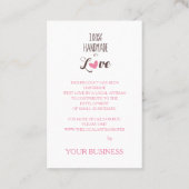 Rosa Herz 100% Handgefertigt mit Liebe Zitat Visitenkarte (Rückseite)