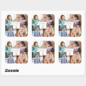 Rosa Herz 4 Kinder FotoCollage Quadratischer Aufkleber (Blatt)